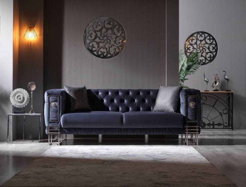 Villa Möbel Sofa Löwe, 1 Stk. 3-Sitzer, Hand Made Quality, pflegeleichter Mikrofasersamtstoff von Villa Möbel