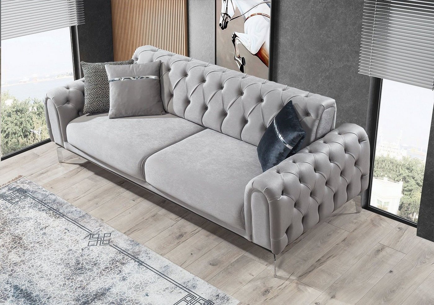 Villa Möbel Sofa London, 1 Stk. 2-Sitzer, Quality Made in Turkey, Luxus-Microfaser (100% Polyester) von Villa Möbel