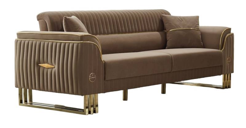 Villa Möbel Sofa New Flavia, 1 Stk. 3-Sitzer, Hand Made Quality, pflegeleichter Mikrofasersamtstoff von Villa Möbel