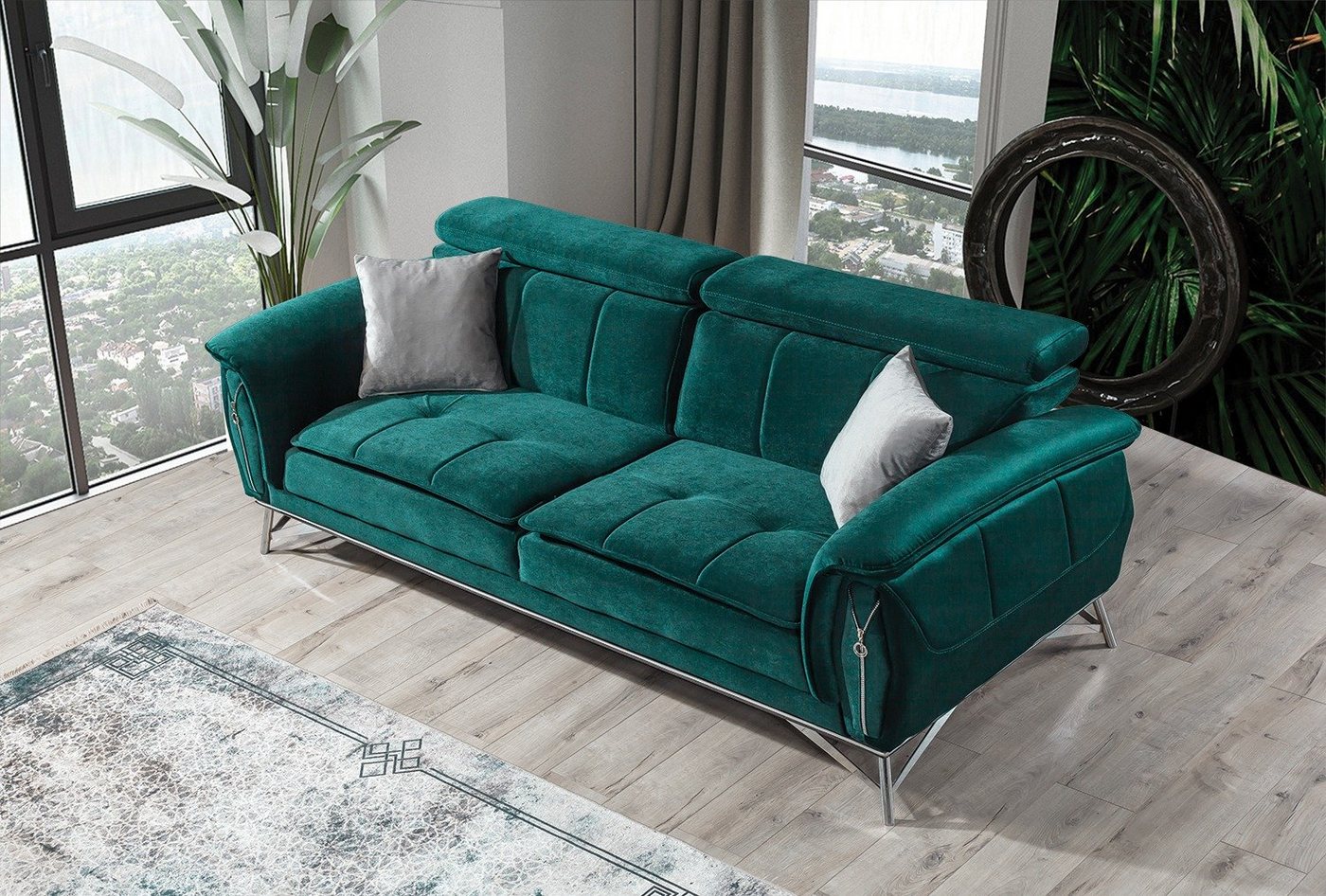 Villa Möbel Sofa Sky, 1 Stk. 2-Sitzer, Quality Made in Turkey, Luxus-Microfaser (100% Polyester) von Villa Möbel