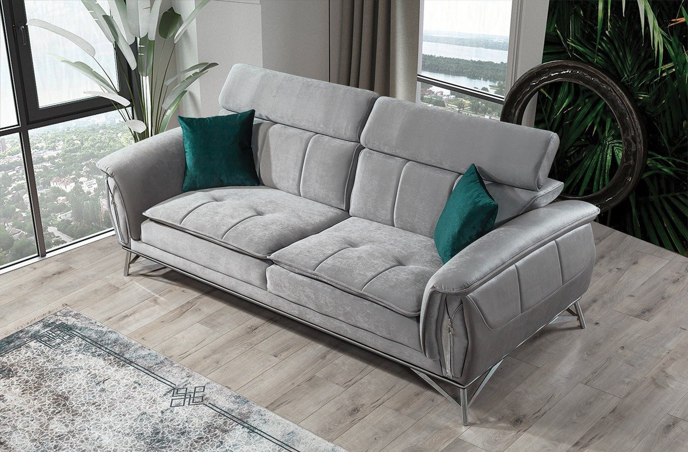 Villa Möbel Sofa Sky, 1 Stk. 2-Sitzer, Quality Made in Turkey, Luxus-Microfaser (100% Polyester) von Villa Möbel