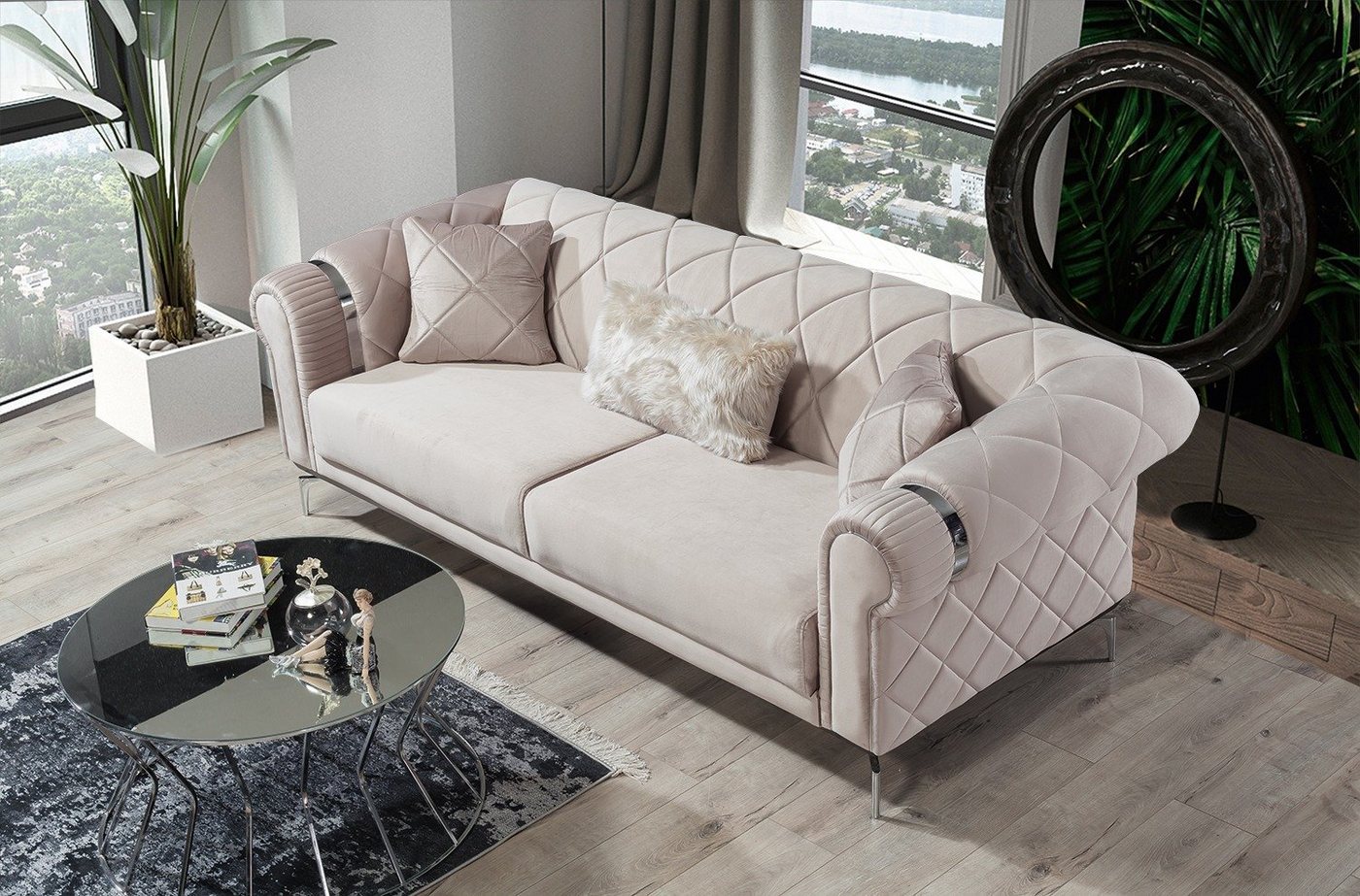 Villa Möbel Sofa Sofy, 1 Stk. 3-Sitzer, Quality Made in Turkey, Luxus-Microfaser (100% Polyester) von Villa Möbel