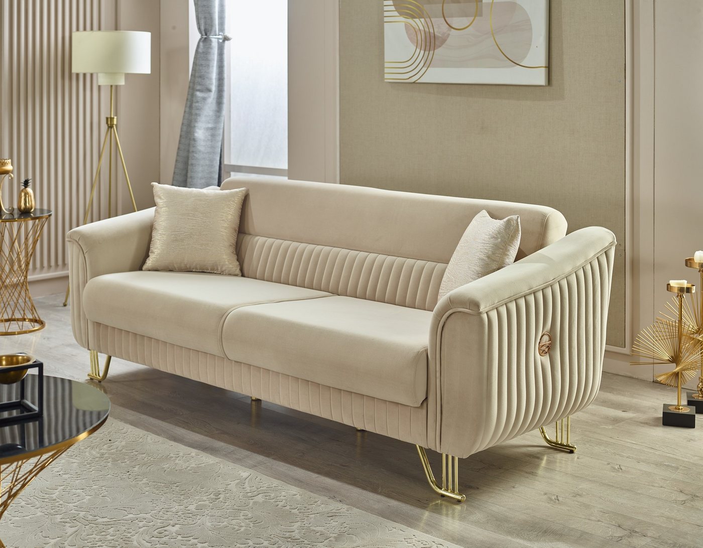 Villa Möbel Sofa Vega, 1 Stk. 2-Sitzer, Hand Made Quality, pflegeleichter Mikrofasersamtstoff von Villa Möbel