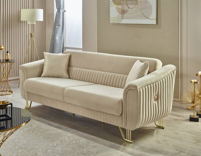 Villa Möbel Sofa Vega, 1 Stk. 3-Sitzer, Hand Made Quality, pflegeleichter Mikrofasersamtstoff von Villa Möbel