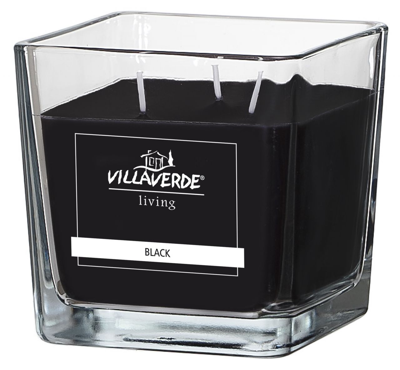 Villa Verde Duftkerze im Glas 3-Docht Black, 10 x 10 x 10 cm von Villa Verde