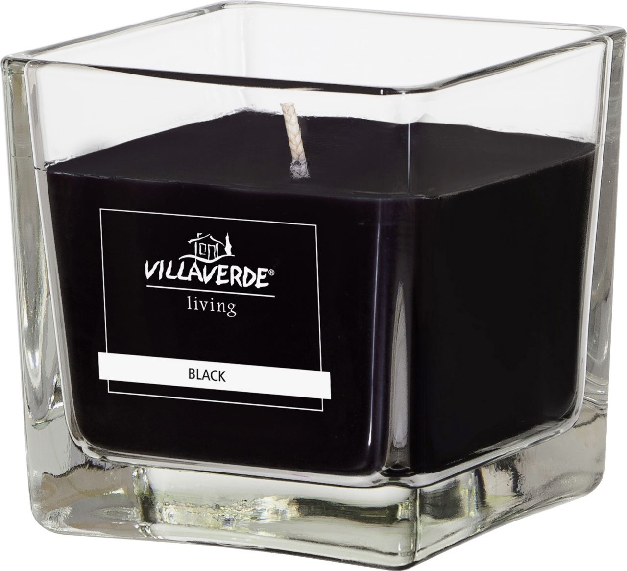 Villa Verde Duftkerze im Glas klar eckig Black, 8 x 8 x 8 cm von Villa Verde