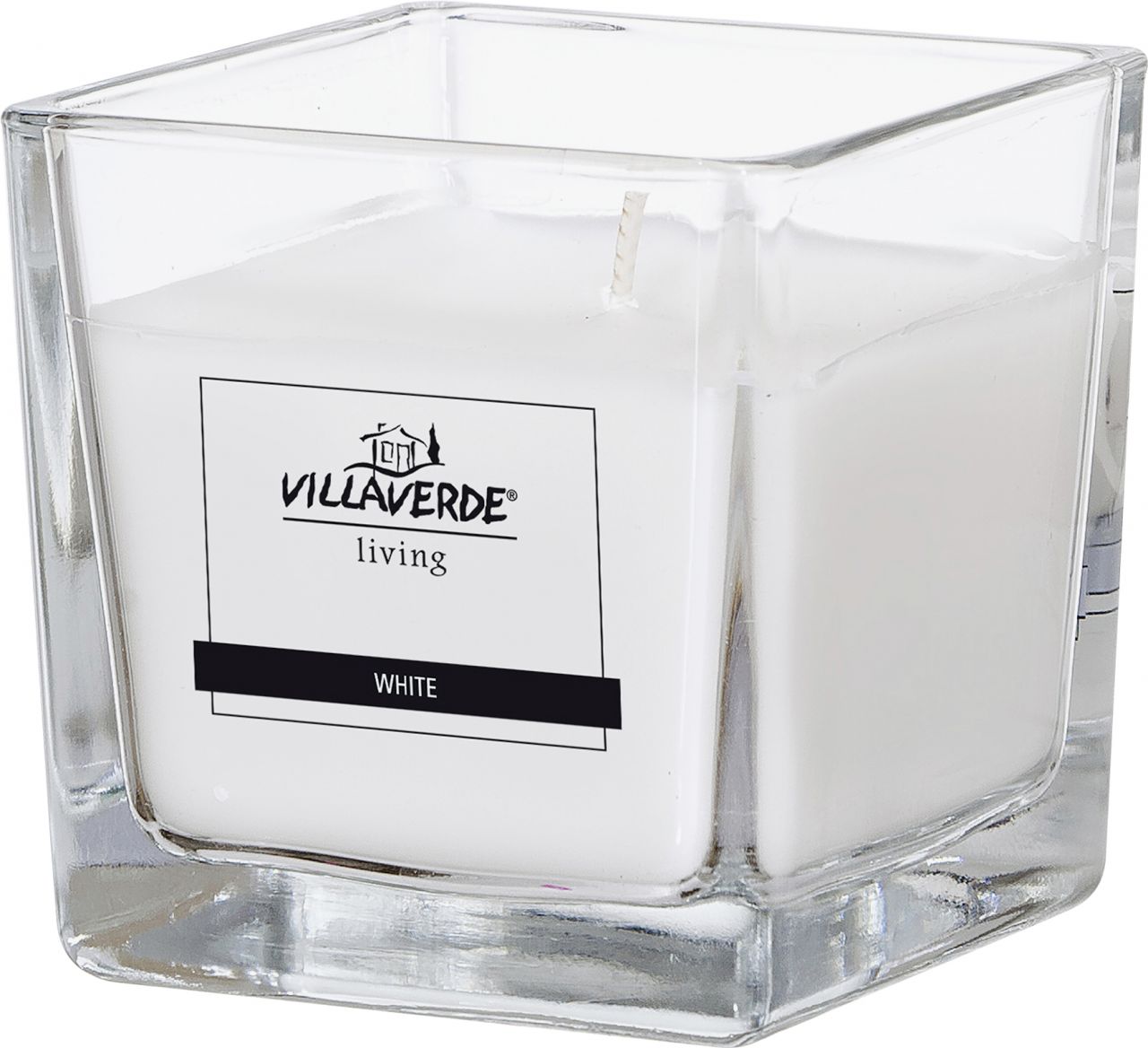 Villa Verde Duftkerze im Glas klar eckig White, 8 x 8 x 8 cm von Villa Verde