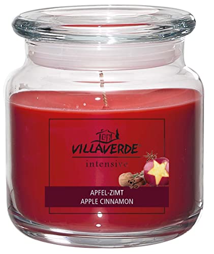 Villa Verde Duftkerze im Glas mit Deckel /Brenndauer ca.55 Std / Premium-Kerzen / Duftlicht / Duftkerzen / Tischkerze / (Apfel-Zimt) von Villa Verde