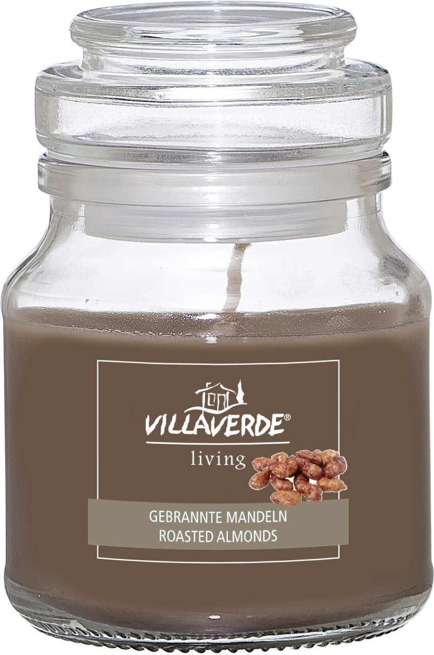 Villa Verde Duftkerze im Glas m. Deckel Gebrannte Mandeln, H:7,8 cm, Ø 7 cm von Villa Verde