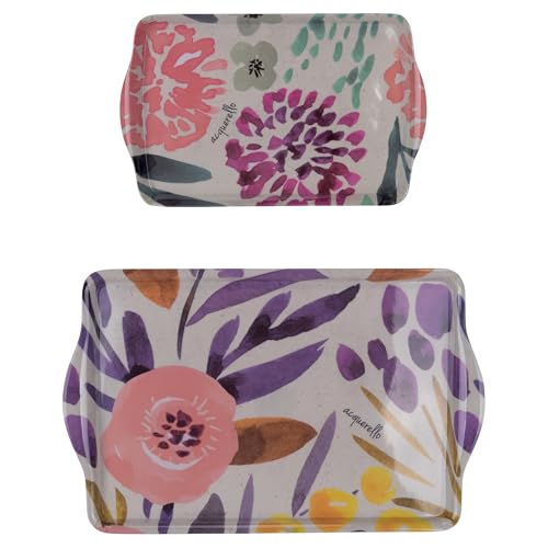 2er-Set Tabletts aus Melamin, Aquarell 2er-Set Tabletts aus Melamin, Aquarell von Villa d'Este Home Tivoli 1996