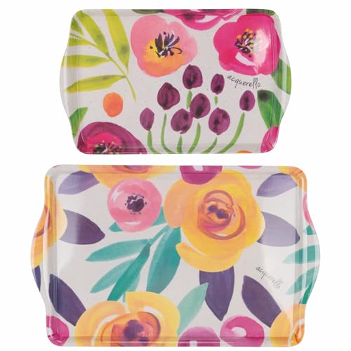 2er-Set Tabletts aus Melamin, Aquarell 2er-Set Tabletts aus Melamin, Aquarell von Villa d'Este Home Tivoli 1996