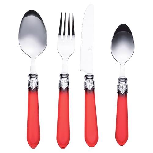 Besteckset aus Edelstahl, 24-teilig, roter Griff, Imperial Red von Villa d'Este Home Tivoli 1996
