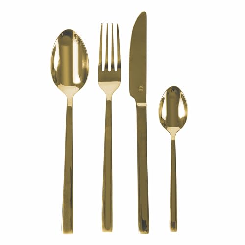 Lexington 24-teiliges Besteckset aus poliertem Edelstahl, goldfarben von Villa d'Este Home Tivoli 1996