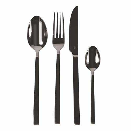 Lexington Besteck-Set aus poliertem Edelstahl, Schwarz, 24-teilig von Villa d'Este Home Tivoli 1996