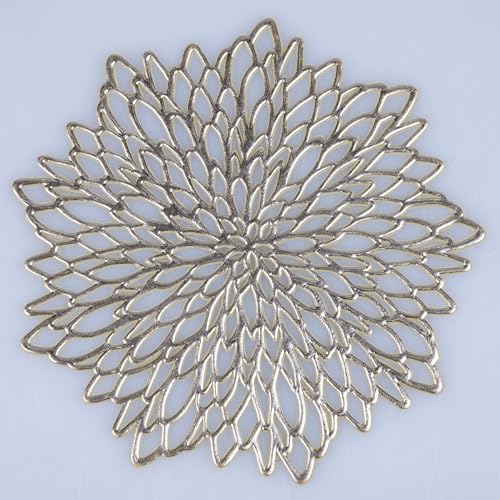 Set 6 Untersetzer Blume Gold Sortiert Ø 10 cm, Gold von Villa d'Este Home Tivoli 1996