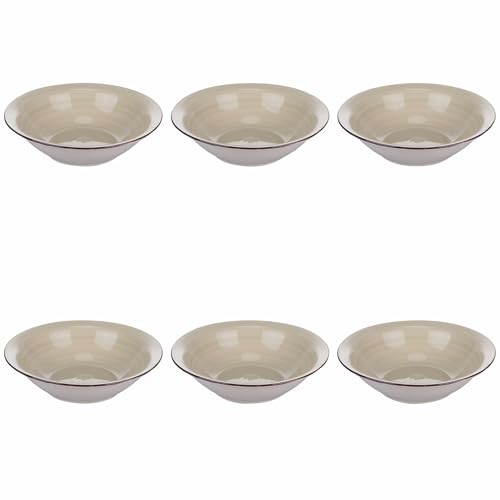 Set mit 6 Suppentellern Ø 21,2 cm aus Steinzeug, handbemalt, sand, 4 Töne Set mit 6 Suppentellern Ø 21,2 cm aus Steinzeug, handbemalt, sand, 4 Töne von Villa d'Este Home Tivoli 1996