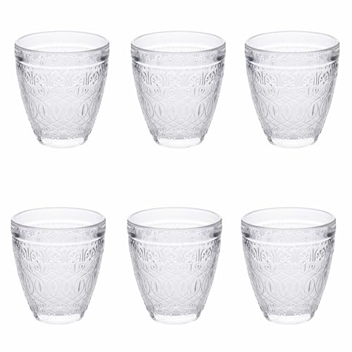 Villa d'Este Home Tivoli 1996 6er Set Wassergläser 330 ml aus Glas, Oberfläche bearbeitet, New Marrakesch Villa d'Este Home Tivoli 1996 6er Set Wassergläser 330 ml aus Glas, Oberfläche bearbeitet, New Marrakesch von COXZD