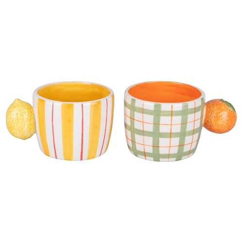 Villa d'Este Home Tivoli 1999 Set mit 2 Tassen 350 ml aus Keramik, Griff Zitrusfrüchte, Fruit Life von Villa d'Este Home Tivoli 1999