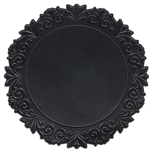 Platzdeckchen, rund, schwarz, PVC, Blumenmuster, 6 Stück von Villa d'Este Home Tivoli 2005