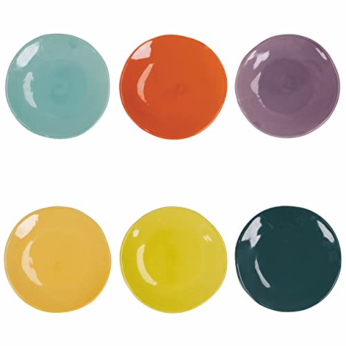 6er Set Obstteller Color Shock aus Keramik mit unregelmäßigen Kanten Ø 22,5 cm von Villa d’Este Home Tivoli