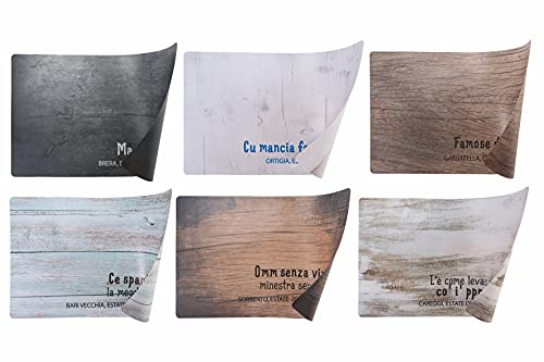 Dialetti Platzset, doppelseitig, Holzoptik, 6 Stück von Villa d'Este Home Tivoli