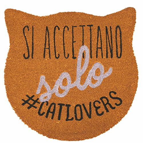 Fußmatte Cat Lovers Gelb Kokos/PVC 70 x 70 cm von Villa d’Este Home Tivoli