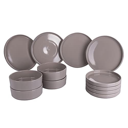 Gourmet Grey Tellerservice 12-teilig aus Steingut, 4-Sitzer von Villa d’Este Home Tivoli