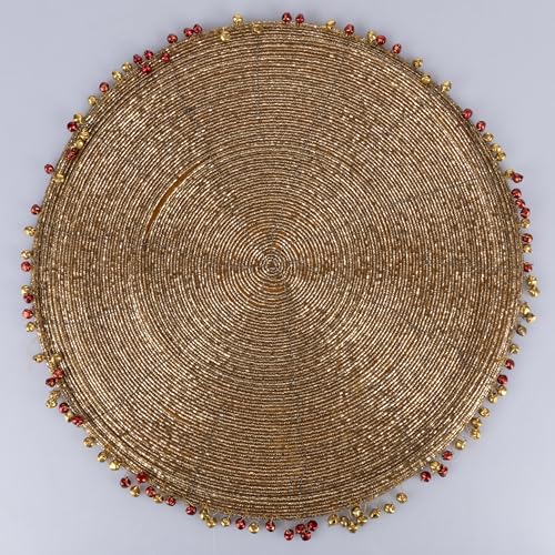 Jingle Bells Tischset mit Glocken, goldfarben und rot von Villa d'Este Home Tivoli