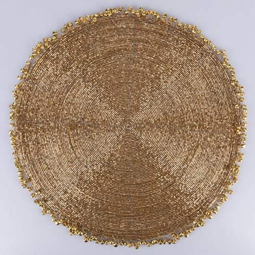 Jingle Bells Weihnachts-Tischset mit Glocken, goldfarben von Villa d'Este Home Tivoli