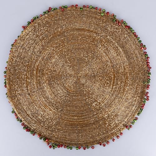 Jingle Bells Weihnachts-Tischset mit Glocken, grün und rot von Villa d'Este Home Tivoli