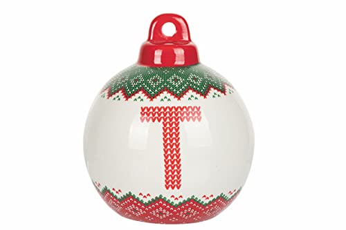 Monogram T Weihnachtskugel Keramik Strickoptik Ø 9,5 cm von Villa d’Este Home Tivoli