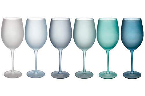 Villa d'Este Home Tivoli Shades of Blue Set aus 6 Frosted Gläsern, 550 ml von Villa d’Este Home Tivoli