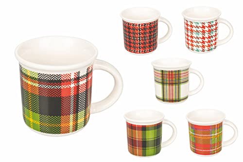 Villa d'Este Home Tivoli Tartan 6 Kaffeetassen in New Bone China, 90 ml von Villa d’Este Home Tivoli