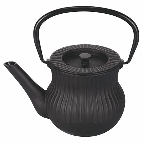Teekanne 1L Gusseisen Klappgriff Edelstahlfilter schwarz von Villa d'Este Home Tivoli