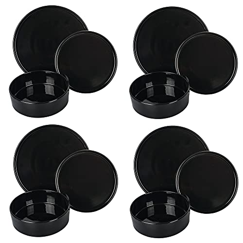 Tellerservice 12-teilig aus Steingut, 4-Sitzer, Gourmet Black von Villa d’Este Home Tivoli