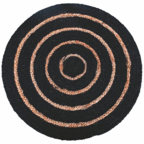 Tischset rund schwarz aus Baumwolle, Spiraldetails aus Jute Ø 38 cm, Natural Tischset rund schwarz aus Baumwolle, Spiraldetails aus Jute Ø 38 cm, Natural von Villa d'Este Home Tivoli