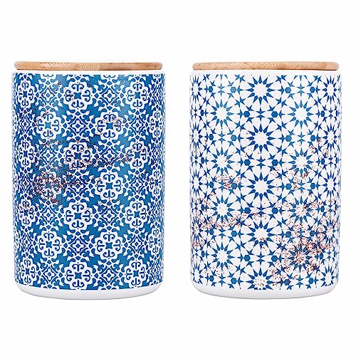 Villa d'Este Home Tivoli 2er Set Dose 870 ml Keramik Bambusdeckel Kasbah von Villa d’Este Home Tivoli