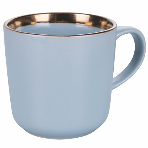 Villa d'Este Home Tivoli 4er Set Becher 400 ml Steinzeug Rand Metallic-Effekt Puderblau Bilbao von Villa d’Este Home Tivoli