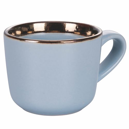 Villa d'Este Home Tivoli 4er Set Kaffeetassen 100 ml aus Steingut, Rand in Metallic-Optik, puderblau, Bilbao von Villa d’Este Home Tivoli