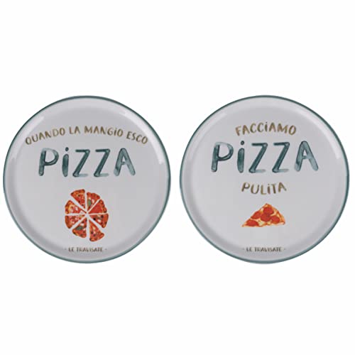 Villa d'Este Home Tivoli 4er Set Pizzateller / Servierplatte aus Porzellan Ø 33 cm, Made in Italy, Le Travisate von Villa d’Este Home Tivoli