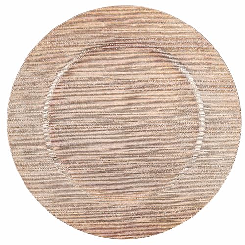 Villa d'Este Home Tivoli 6er Set Platzteller, Gold, Kunststoff (PP), Streifenmuster mit Relief, Rund, Ø 33 cm, H. 1,7 cm von Villa d'Este Home Tivoli