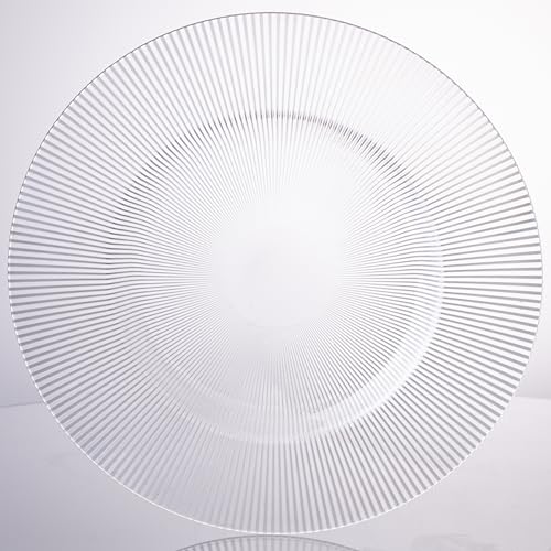 Villa d'Este Home Tivoli 6er Set Platzteller Ø 33 cm transparent mit Streifenrand von Villa d'Este Home Tivoli