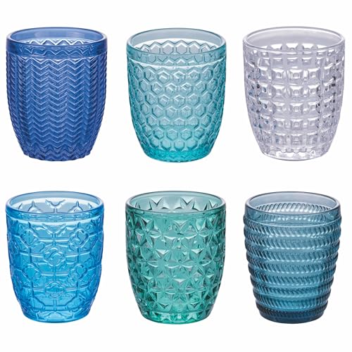 Villa d'Este Home Tivoli 6er Set Wassergläser 320 ml aus transparentem farbigem Glas, Oberfläche bearbeitet, Geometrie Ocean Villa d'Este Home Tivoli 6er Set Wassergläser 320 ml aus transparentem farbigem Glas, Oberfläche bearbeitet, Geometrie Ocean von Villa d'Este Home Tivoli