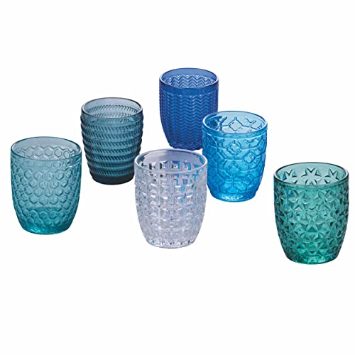 Villa d'Este Home Tivoli 6er Set Wassergläser aus Glas 350 ml Geometrie Ocean von Villa d’Este Home Tivoli