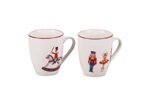 Villa d'Este Home Tivoli Becher mit Henkel 320 ml Porzellan New Bone China Xmas Rhapsody 2er Set von Villa d'Este Home Tivoli