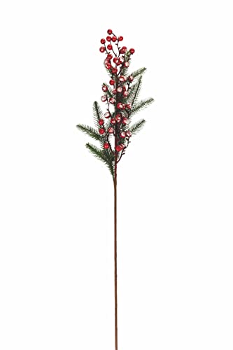 Villa d'Este Home Tivoli Christmas Schneezweig mit Kunststoffbeeren Höhe 75 cm, Braun + Grün + Rot, Maße: 20 x 4 x von Villa d’Este Home Tivoli