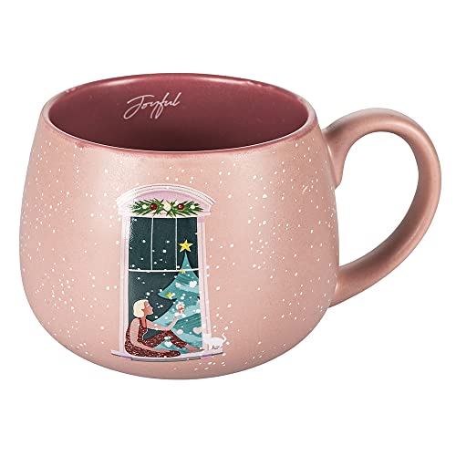 Villa d’Este Home Tivoli Frühstückstasse in New Bone China, 400 ml, XMas Pink von Villa d’Este Home Tivoli