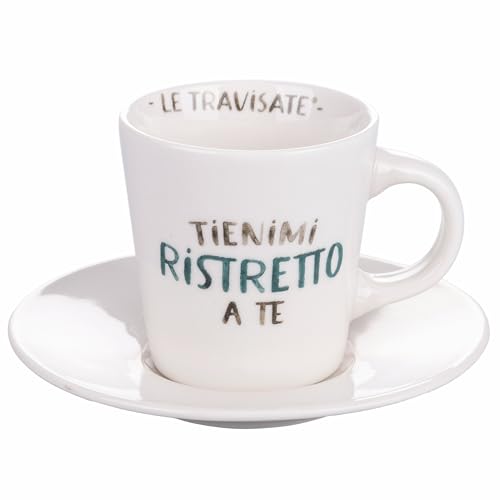 Villa d'Este Home Tivoli Le Travisate Espressotasse 90 ml mit Untertasse aus Porzellan New Bone China von Villa d'Este Home Tivoli