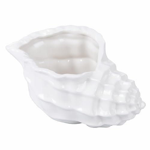 Villa d'Este Home Tivoli Muschelvase aus Keramik, glänzend, 22,8 x 14 x 11,5 cm, weiß, Ocean von Villa d'Este Home Tivoli