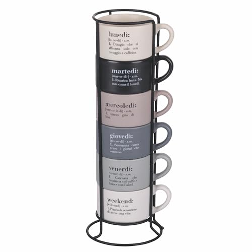 Villa d'Este Home Tivoli Set 6 Espressotassen 90 ml Porzellan mit Ständer Victionary von Villa d'Este Home Tivoli